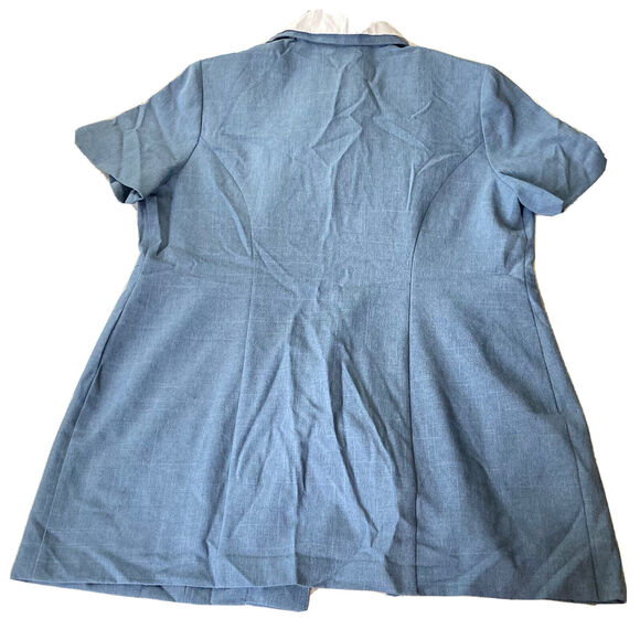 Fashion Bug Outfit Sz 16W 3 Pc Blue Blouse Pants Skirt Button Front Career Work - Picture 3 of 16